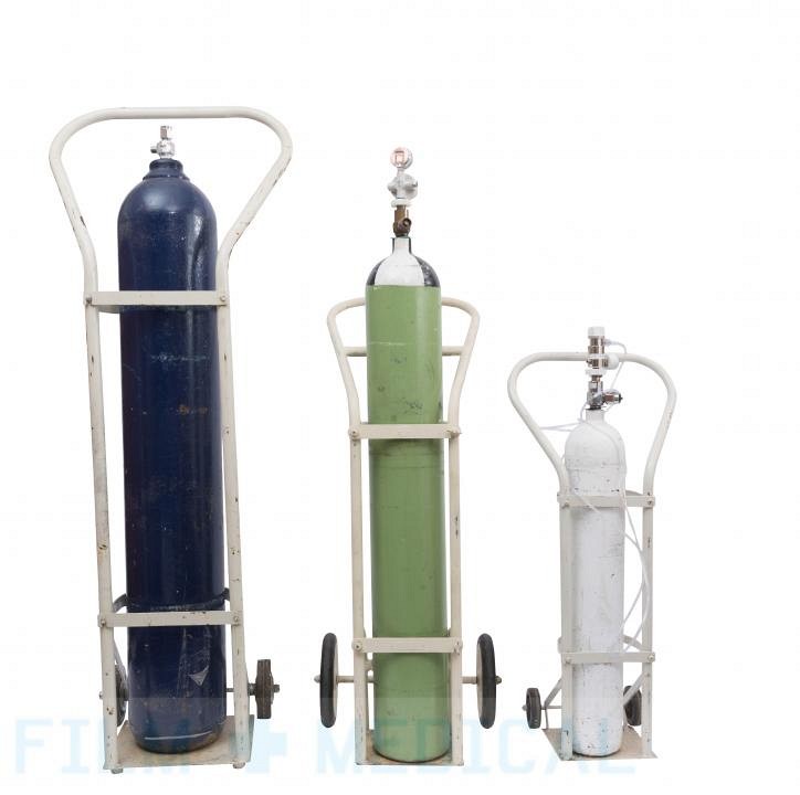 Group oxygen tanks and trolley
